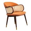 WR-1309 Leather Dining Chair With Arc-shape Rattan Arm