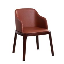 IW-135 Leather Upholstered Wood Arm Chair