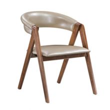 IW-166 Arc-shape Back Leather Upholstered Wood Dining Chair