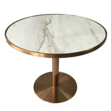 IDT-714 Dining Table With Marble And Stainless Steel Seam