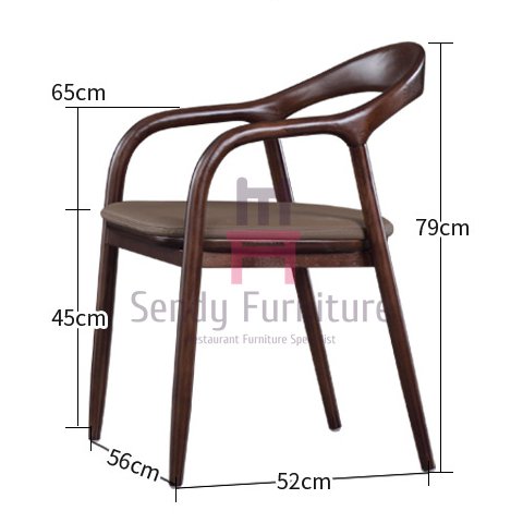 IW-196 Ash Wood Dining Chair With Armrests