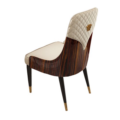 HD-1608 Dining Chair With High Back Glossy Ebony Veneer