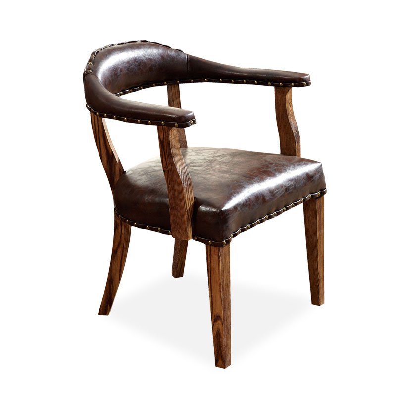 IW-115 Vintage Leather Upholstered Wood Dining Chair