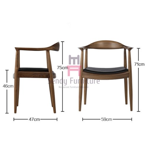 iW-107 ash wood arm chair with padded seat