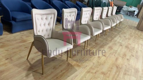 IS-513 High Back With Button Decoration Stainless Steel Arm Chair
