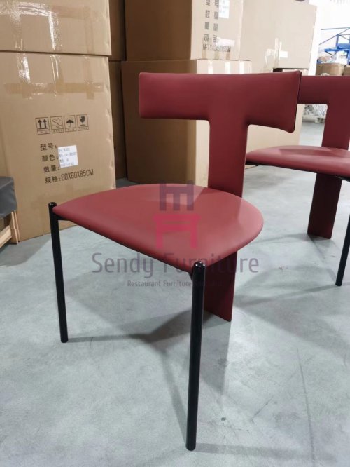 HD-1644 T Back Leather Upholstered Metal Dinign Chair