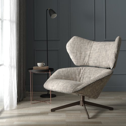 ILS-636 Wing back chair with 4 spokes metal base