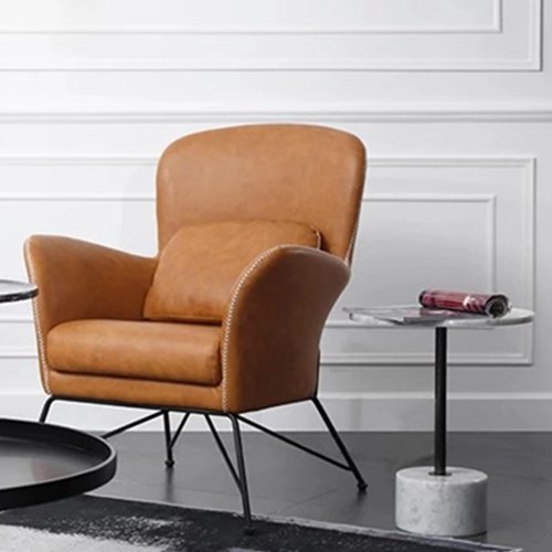 ILS-638 Leather Arm Sofa Chair With Crossed Metal Base