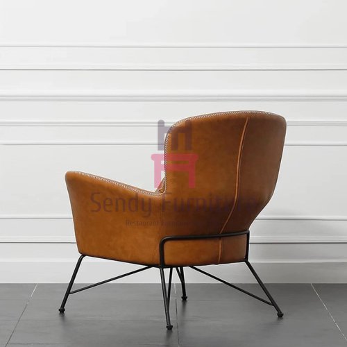 ILS-638 Leather Arm Sofa Chair With Crossed Metal Base