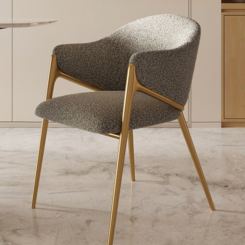 IS-537 Leather Upholstered Stainless Steel Dining Chair With Arm