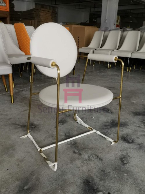 IS-528 Round Back Stainless Steel Dining Chair With Arm