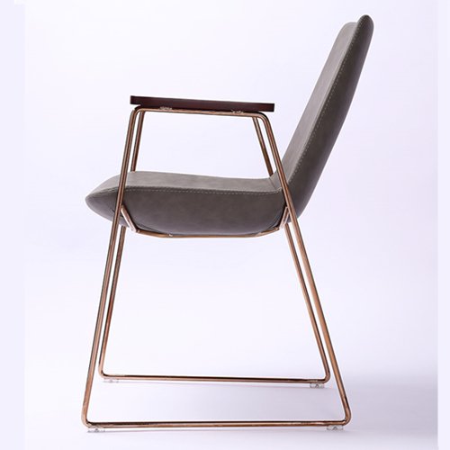 IS-526 Leather Stainless Steel Dining Chair With Arm