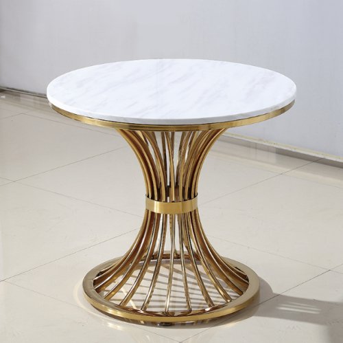 IST-1011 Marble Dining Table With Wires Stainless Steel Base