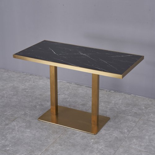 IDT-714 Dining Table With Marble And Stainless Steel Seam