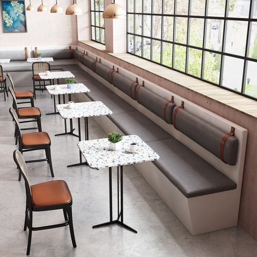 IB-1114 White Plywood Booth Seating With Impneding Back 