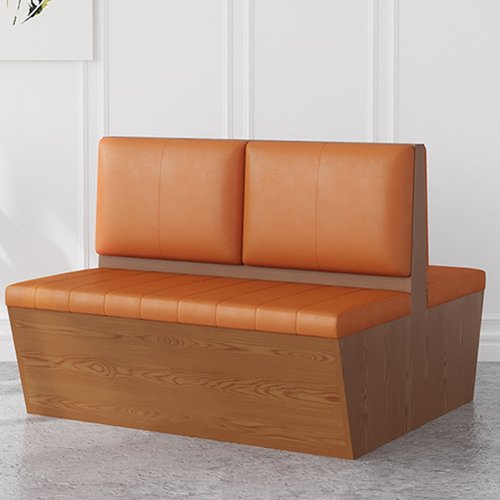 IB-1115 Orange Leather Upholstereed Plywood Booth Seating 