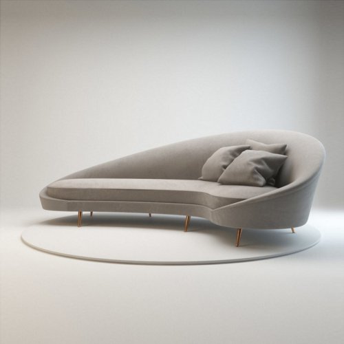 IB-1221 Arc-shape Velvet Upholstered Sofa With Pillows