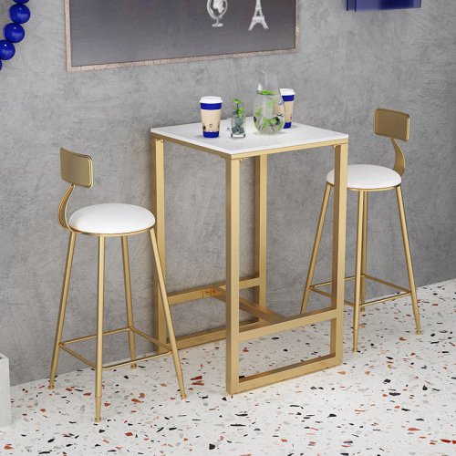 IBT-812 Bar Table With Marble Table Top & Gold Metal Base