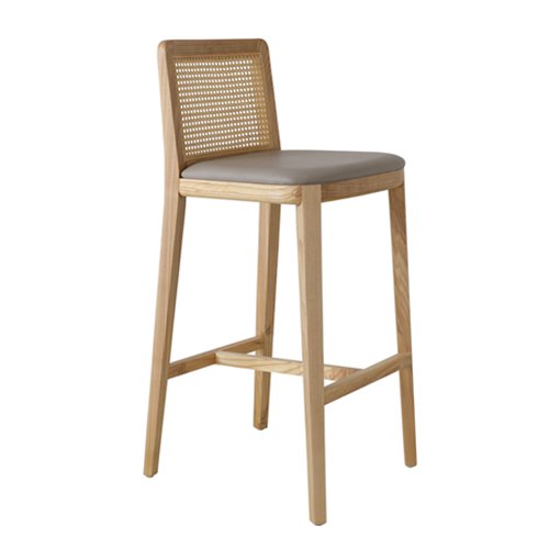IBS-942 Solid Wood Bar Stool With Rattan Back
