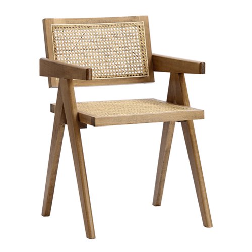 WR-1303 Hand-made Rattan Arm Dining Chair