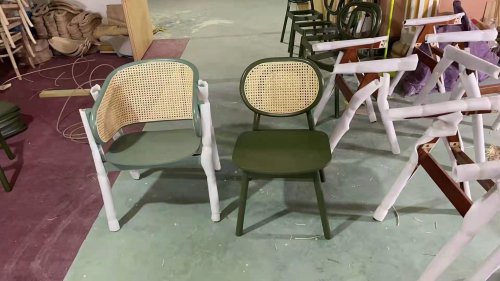 WR-1315 Arm Chair With Rattan Back & Arm
